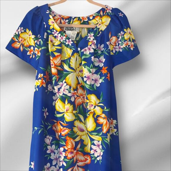 Hilo Hattie’s Hawaii Maxi Dress Vintage Floral Orchid L Made in USA Mumu Resort - Picture 3 of 9